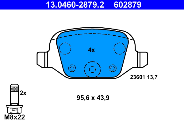Brake Pad Set, disc brake - 13.0460-2879.2 ATE
