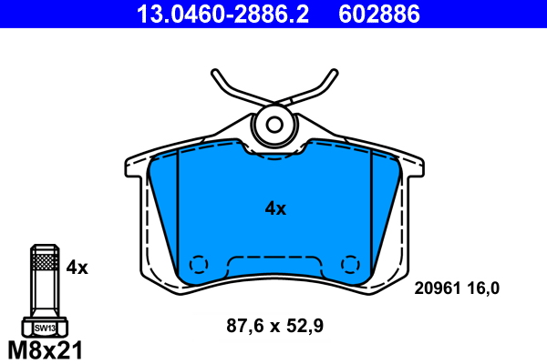 Kit pastiglie freno, Freno a disco - 13.0460-2886.2 ATE