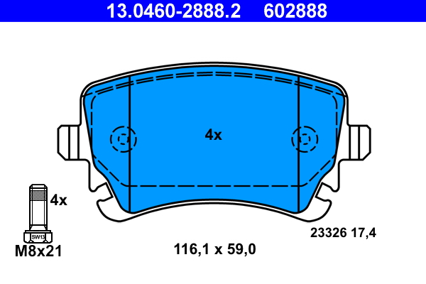 Kit pastiglie freno, Freno a disco - 13.0460-2888.2 ATE