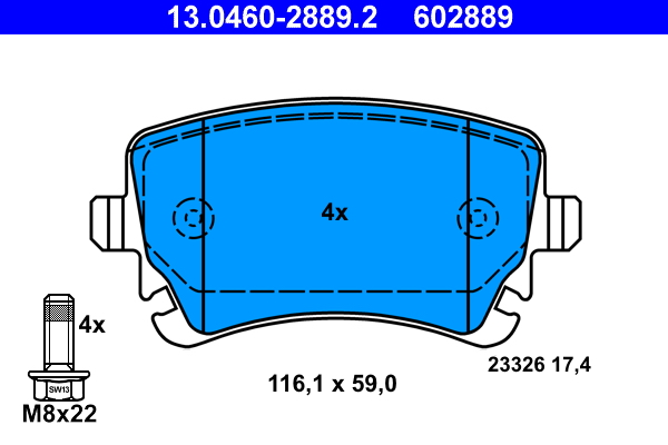 Kit pastiglie freno, Freno a disco - 13.0460-2889.2 ATE