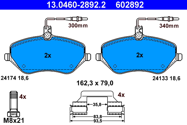 Brake Pad Set, disc brake - 13.0460-2892.2 ATE