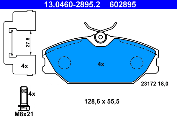 Brake Pad Set, disc brake - 13.0460-2895.2 ATE