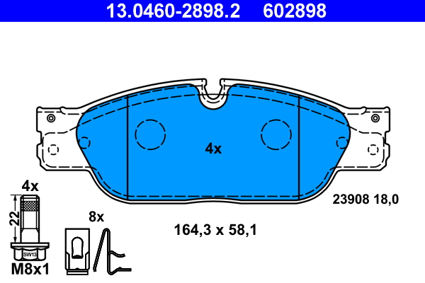 Kit pastiglie freno, Freno a disco - 13.0460-2898.2 ATE