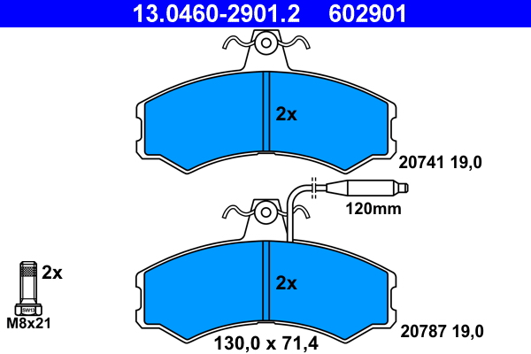 Kit pastiglie freno, Freno a disco - 13.0460-2901.2 ATE