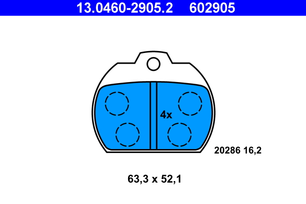 Brake Pad Set, disc brake - 13.0460-2905.2 ATE