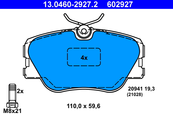 Brake Pad Set, disc brake - 13.0460-2927.2 ATE