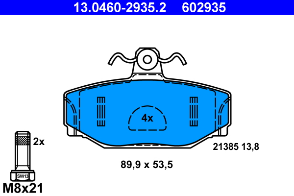 Brake Pad Set, disc brake - 13.0460-2935.2 ATE
