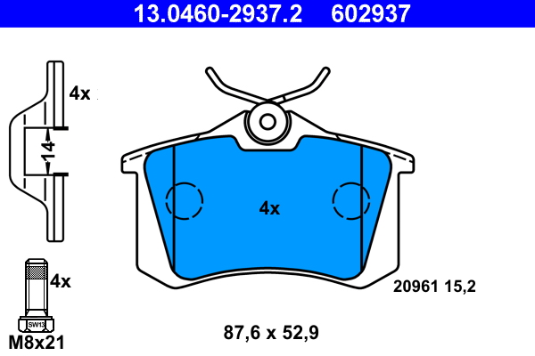 Brake Pad Set, disc brake - 13.0460-2937.2 ATE
