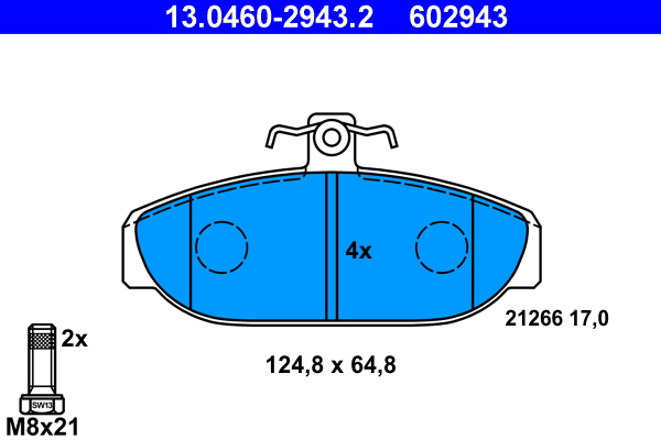 Brake Pad Set, disc brake - 13.0460-2943.2 ATE