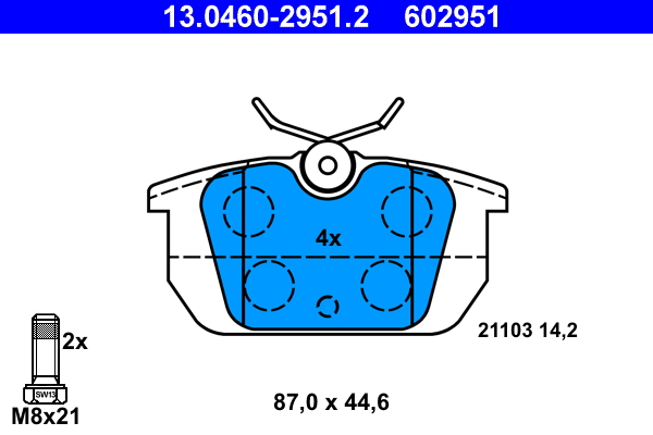 Kit pastiglie freno, Freno a disco - 13.0460-2951.2 ATE