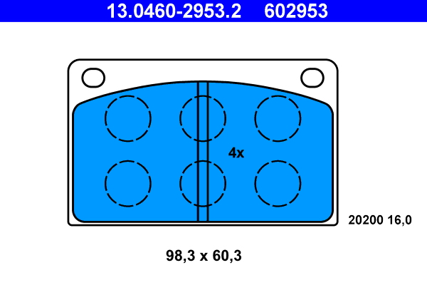 Brake Pad Set, disc brake - 13.0460-2953.2 ATE