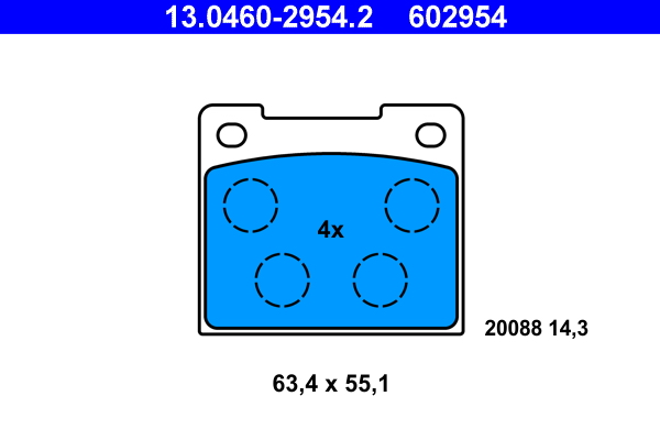 Brake Pad Set, disc brake - 13.0460-2954.2 ATE