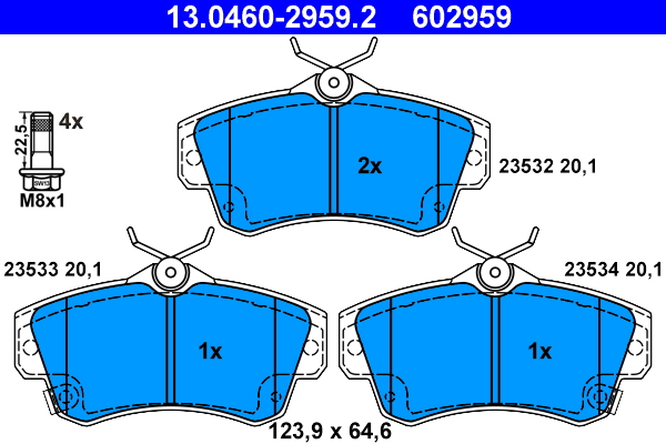 Kit pastiglie freno, Freno a disco - 13.0460-2959.2 ATE