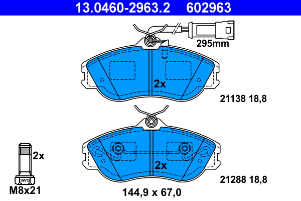 Brake Pad Set, disc brake - 13.0460-2963.2 ATE