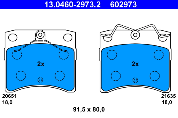 Brake Pad Set, disc brake - 13.0460-2973.2 ATE