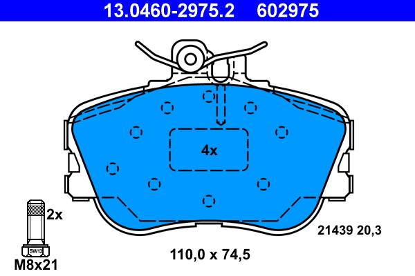 Kit pastiglie freno, Freno a disco - 13.0460-2975.2 ATE