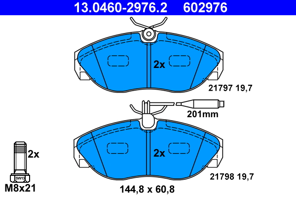 Kit pastiglie freno, Freno a disco - 13.0460-2976.2 ATE