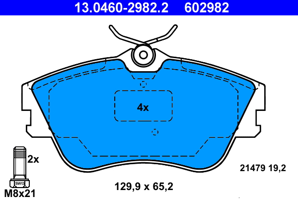Brake Pad Set, disc brake - 13.0460-2982.2 ATE
