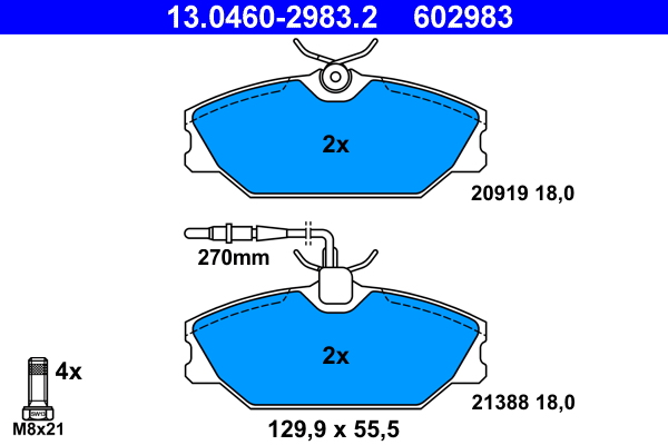 Brake Pad Set, disc brake - 13.0460-2983.2 ATE