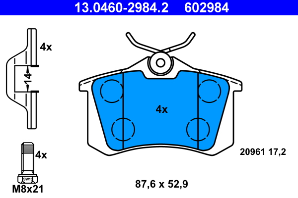Brake Pad Set, disc brake - 13.0460-2984.2 ATE