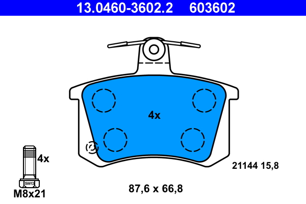 Brake Pad Set, disc brake - 13.0460-3602.2 ATE