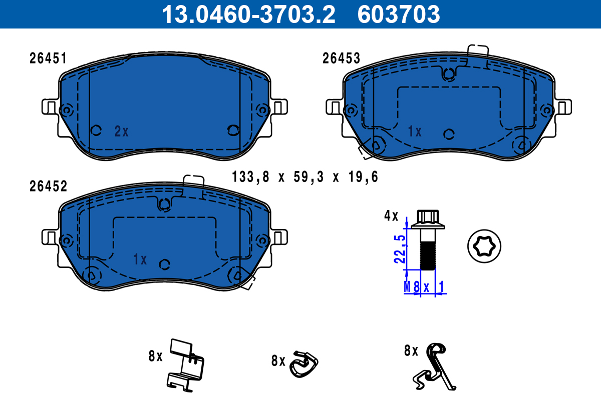 Brake Pad Set, disc brake - 13.0460-3703.2 ATE