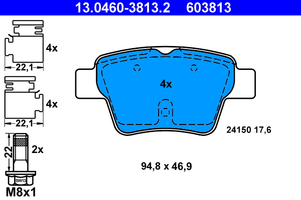 Brake Pad Set, disc brake - 13.0460-3813.2 ATE