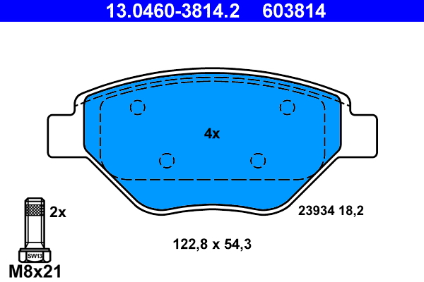 Brake Pad Set, disc brake - 13.0460-3814.2 ATE