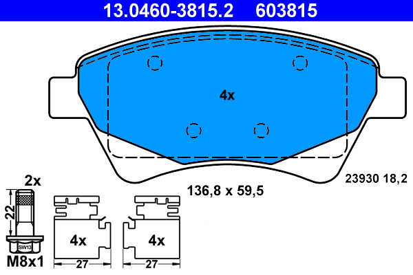 Brake Pad Set, disc brake - 13.0460-3815.2 ATE