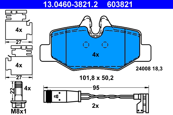 Brake Pad Set, disc brake - 13.0460-3821.2 ATE
