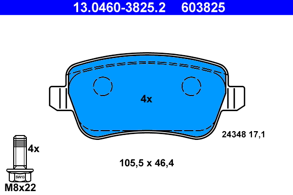 Brake Pad Set, disc brake - 13.0460-3825.2 ATE