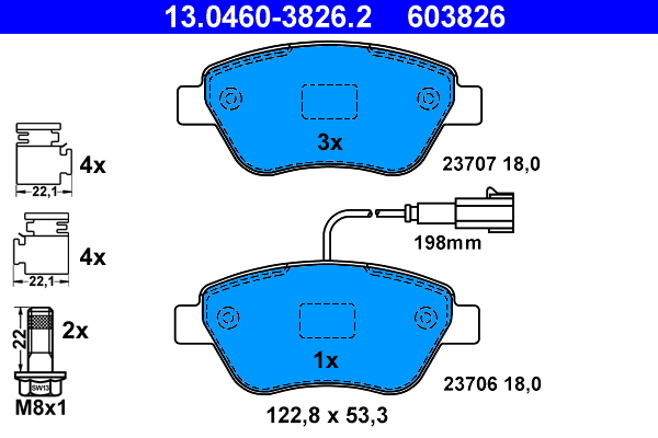 Kit pastiglie freno, Freno a disco - 13.0460-3826.2 ATE