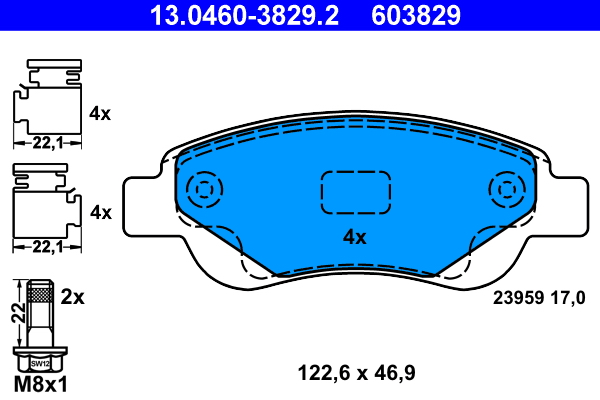 Brake Pad Set, disc brake - 13.0460-3829.2 ATE