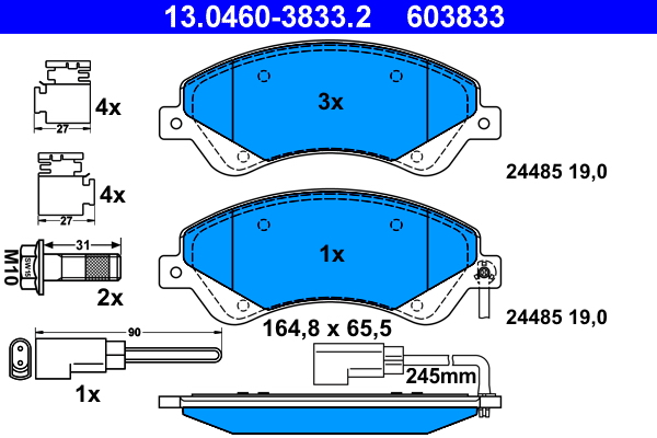 Kit pastiglie freno, Freno a disco - 13.0460-3833.2 ATE