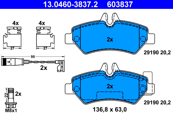 Brake Pad Set, disc brake - 13.0460-3837.2 ATE