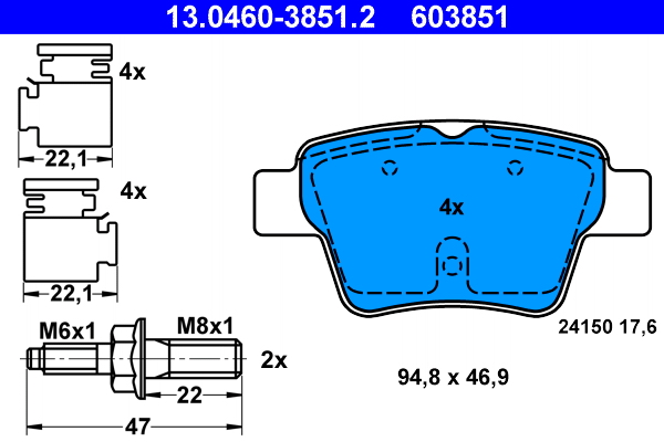 Kit pastiglie freno, Freno a disco - 13.0460-3851.2 ATE