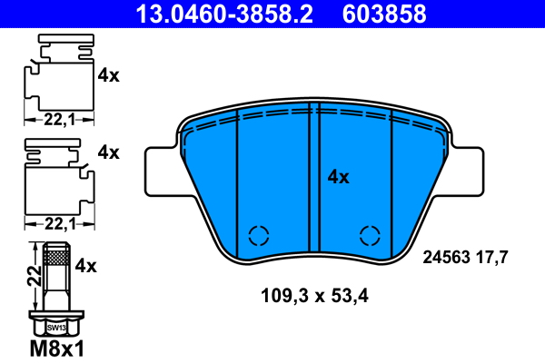 Kit pastiglie freno, Freno a disco - 13.0460-3858.2 ATE