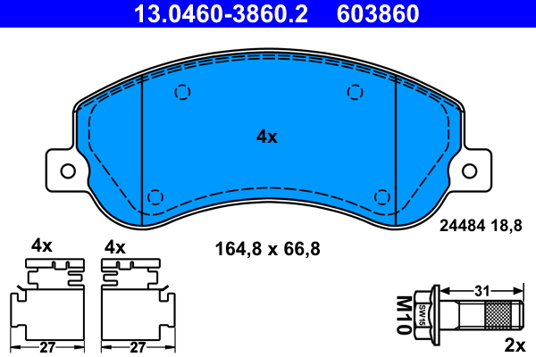 Brake Pad Set, disc brake - 13.0460-3860.2 ATE