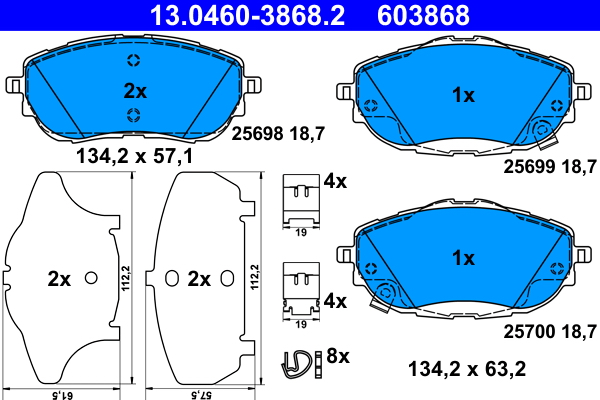 Brake Pad Set, disc brake - 13.0460-3868.2 ATE