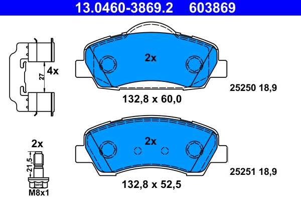 Brake Pad Set, disc brake - 13.0460-3869.2 ATE