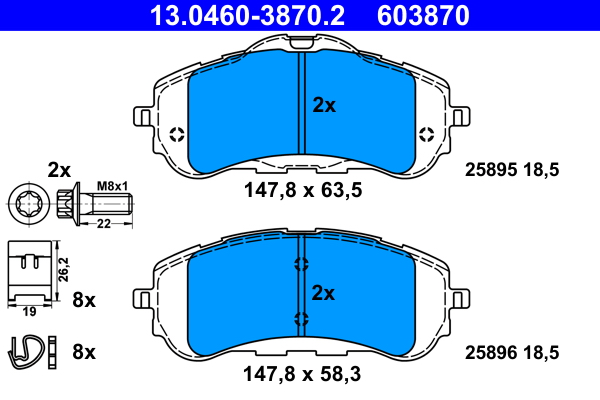 Brake Pad Set, disc brake - 13.0460-3870.2 ATE