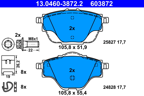 Brake Pad Set, disc brake - 13.0460-3872.2 ATE