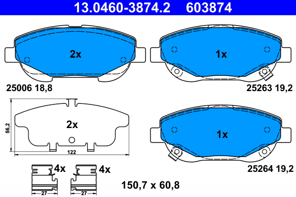 Brake Pad Set, disc brake - 13.0460-3874.2 ATE