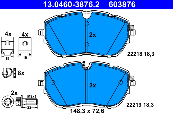 Brake Pad Set, disc brake - 13.0460-3876.2 ATE