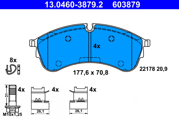 Brake Pad Set, disc brake - 13.0460-3879.2 ATE
