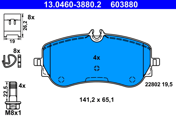 Kit pastiglie freno, Freno a disco - 13.0460-3880.2 ATE
