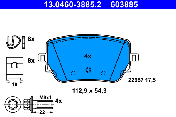 Brake Pad Set, disc brake - 13.0460-3885.2 ATE