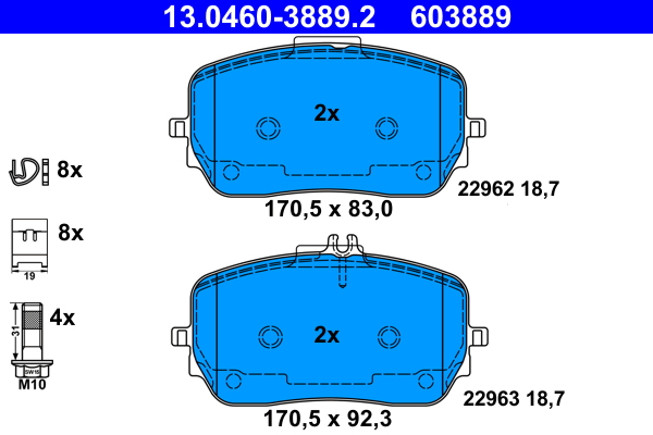 Kit pastiglie freno, Freno a disco - 13.0460-3889.2 ATE