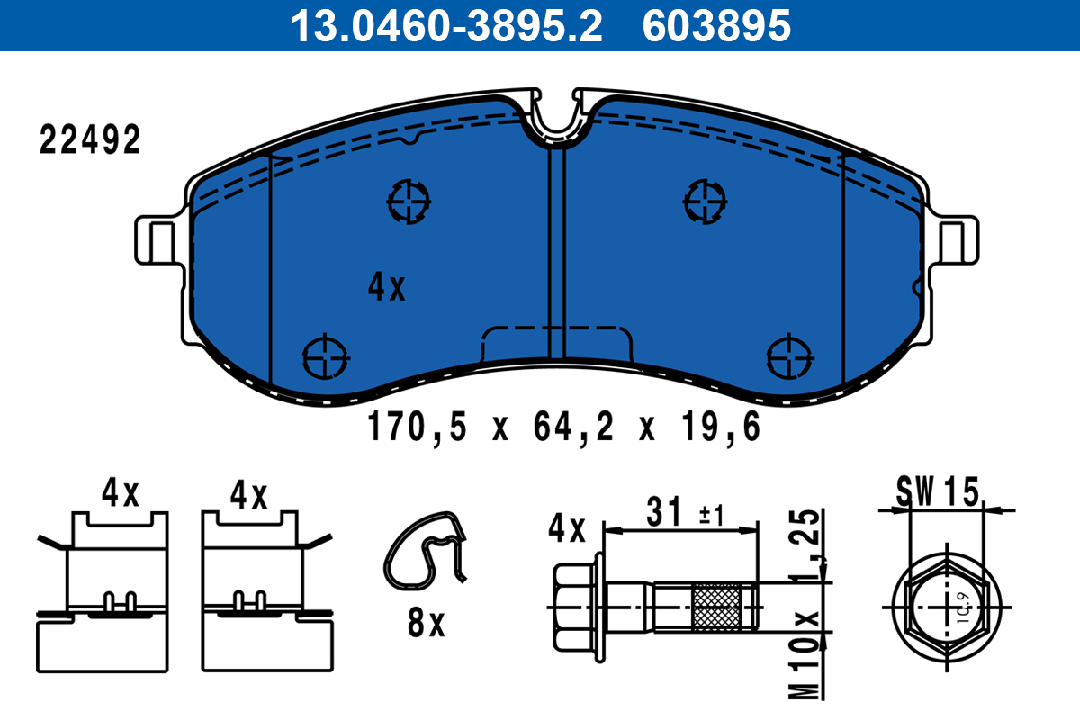Brake Pad Set, disc brake - 13.0460-3895.2 ATE