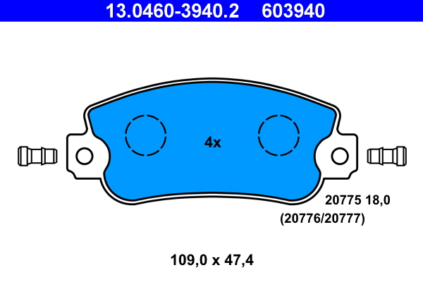 Kit pastiglie freno, Freno a disco - 13.0460-3940.2 ATE